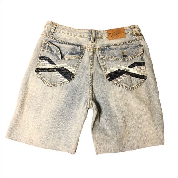 Reflex Embroidered Jean Shorts Size 34 - Picture 2 of 8
